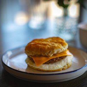 BISCUIT, TURKEY SAUSAGE, EGG AND CHEESE